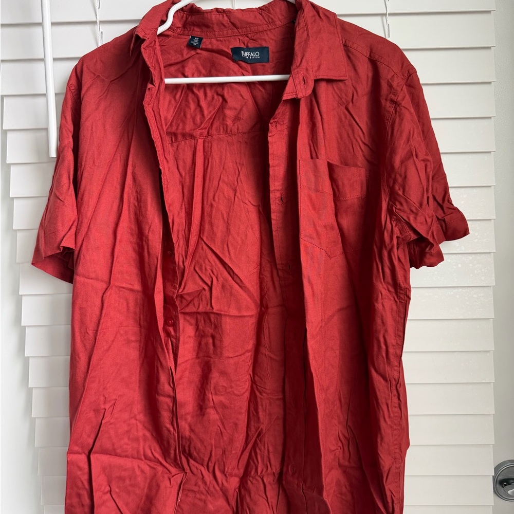 Men’s Buffalo David Bitton Brick Red Casual Button-Up